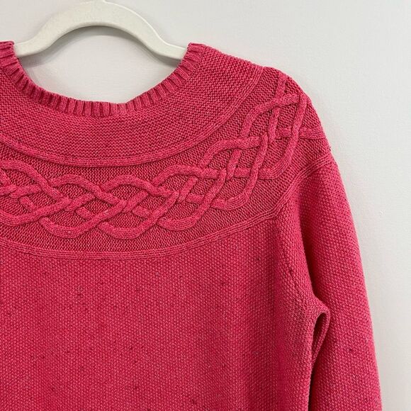 Talbots Tweed Cable Yoke Sweater - Picture 3 of 9